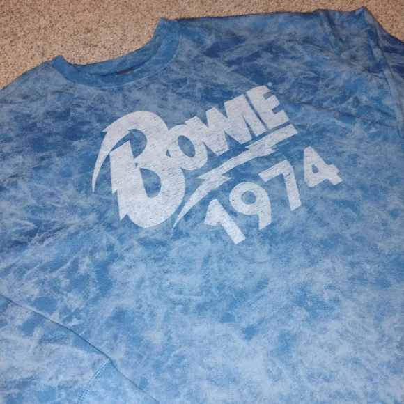 David Bowie 1974 Plus 1X Terra & Sky Blue Bowie Graphic Oversized Sweatshirt - Picture 3 of 8